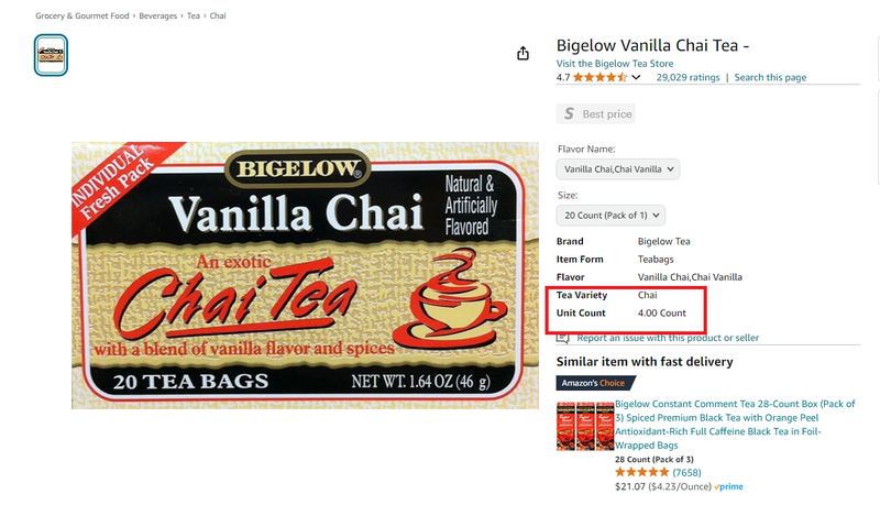 Products multipack unit count