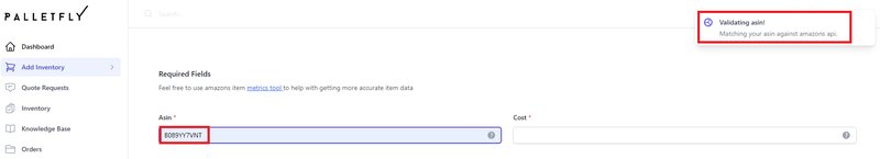 add single product validate asin