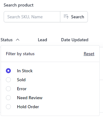 filter or search