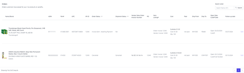 orders page