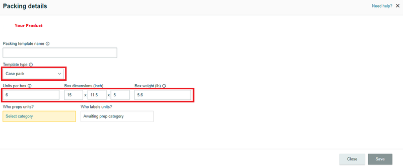 packing template step 2