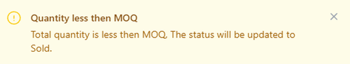 quantity less then MOQ