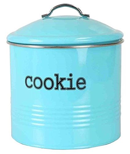 ''Home Basics Tin Kitchen Food Storage Organization Canister Collection (Cookie JAR with Cover, Turqu