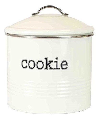 ''Home Basics Tin Kitchen Food Storage Organization Canister Collection (Cookie JAR with Cover, Ivory