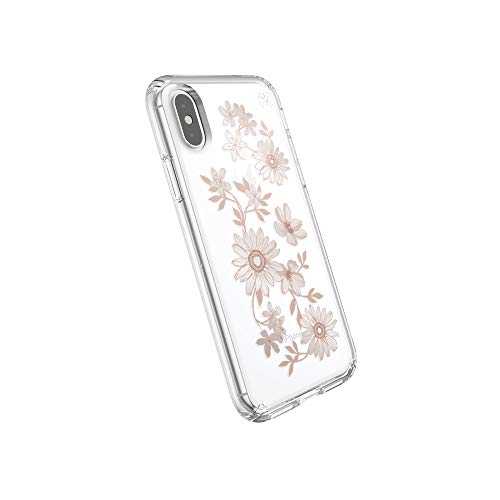 ''Speck Products Presidio Clear + Print iPhone Xs/iPhone X Case, FairytaleFloral Peach GOLD/Clear''