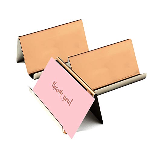 ''Business Card Holder Rose GOLD (3-Pack), 9 x 5 x 4.5 cm Stainless Steel Business Card Table Top Dis