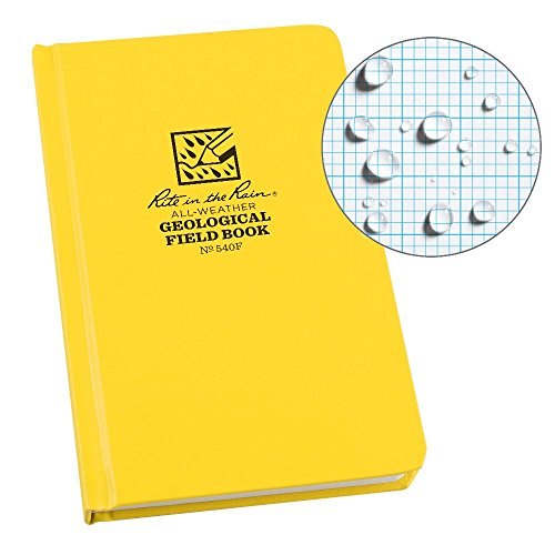 ''Rite in the Rain Weatherproof Hard Cover NOTEBOOK, 4 3/4 x 7 1/2, Yellow Cover, Geological Pattern 