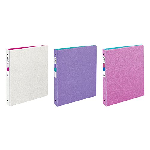 ''Avery Glitter Binder with 1 Round RING, 175-Sheet Capacity, Color Will Vary, 1 Binder (3239)''