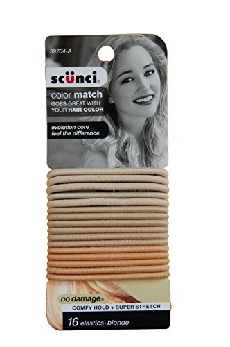 ''scunci Color Match Blonde Elastics NO Damage, Comfy Hold 16 ea''