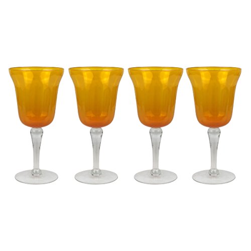 ''Top Shelf Decorative Amber Wine GLASS Set with Gift Box, For Red or White Wine, Unique Gift Ideas f