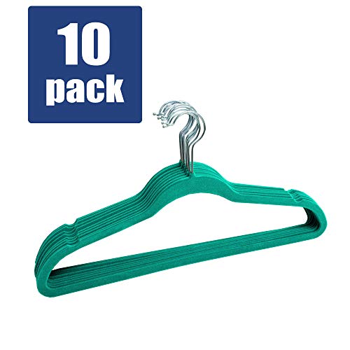Product Image - 10 Pack, Velvet Hangers, 8 Multiple Colors (Turquoise)