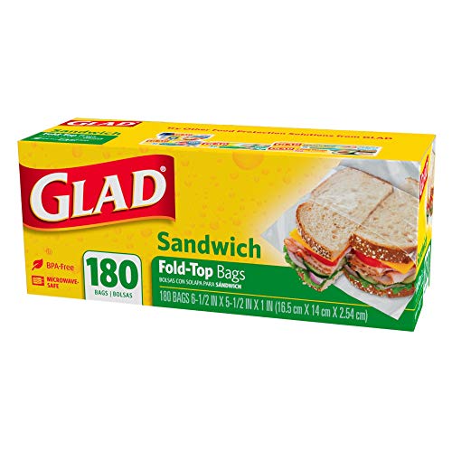 ''Glad Fold Top Sandwich BAGS, Plastic BAGS 180-Count''