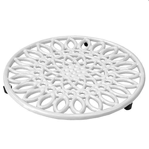 ''Home Basics Sunflower collection, Heavy Duty CAST IRON Trivet, Elevated base Kitchen Countertop & D