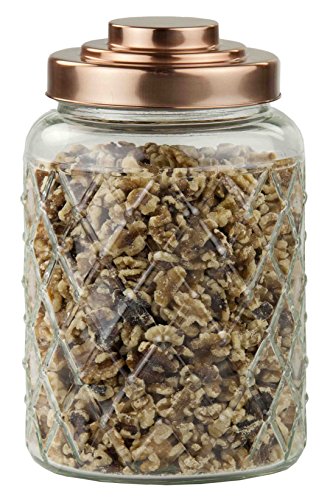 ''Home Basics GLASS Jar with Copper Top, Medium''