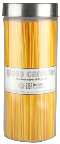 ''Home Basics X-Large 67oz. Round GLASS Canister Jar Container Fresh Sealed with Air-Tight Stainless-