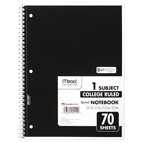 Mead Spiral NOTEBOOK 1 Subject. 70 ct. CR