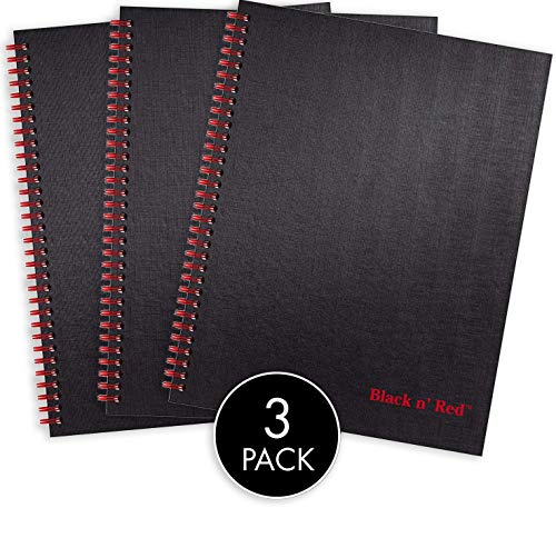 ''Black n' Red Twin Spiral Hardcover NOTEBOOK Value Pack, 3 for Price of 2, Large, Black/Red, 70 Rule