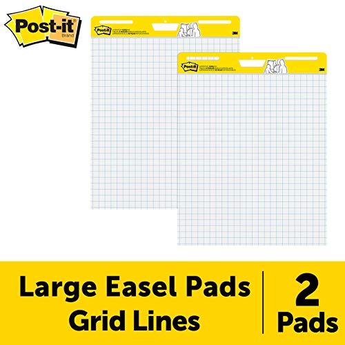 ''Post-it Super Sticky Easel Pad, 25 x 30 Inches, 30 SHEETS/Pad, 2 Pads (560), Large White Grid Premi