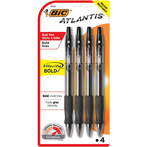 ''BIC Velocity Bold Retractable Ball PEN, Bold Point (1.6mm), Black, 4-Count''