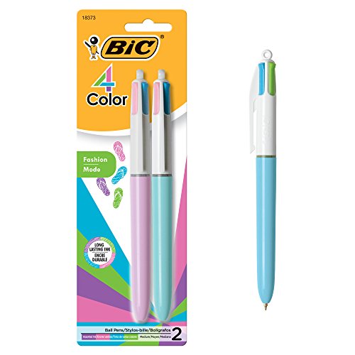 ''BIC 4 Color Fashion Ball PEN, Medium Point (1.0mm), Assorted, 2-Count''