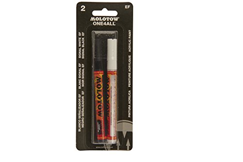 ''Molotow 127.BWEFBC ONE4ALL Acrylic PAINT Marker, 1mm Extra Fine, Black and Signal White, Blister Ca