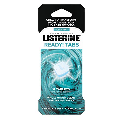 Product Image - Listerine Ready! Tabs Chewable Tablets with Clean Mint Flavor, Revolutionary 4-Hour Fresh Breath Tablets to Help Fight Bad Breath On-the-Go, Sugar-Free, Alcohol-Free & Kosher, 8 ct