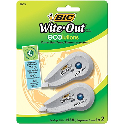 ''BIC Wite-Out Brand ECOlutions Mini Correction TAPE, White, 2-Count''