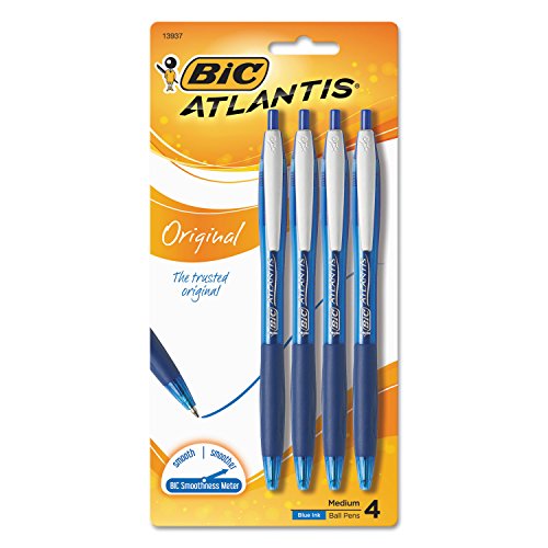 ''BIC Products - BIC - Atlantis Ballpoint Retractable PEN, Blue Ink, Medium, 4 per Pack - Sold As 1 P