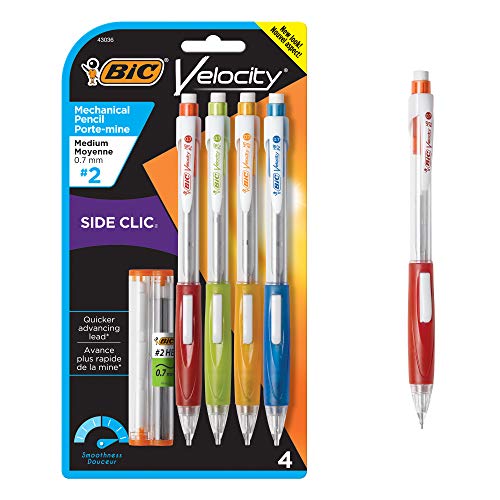 ''BIC Velocity Side Clic Mechanical PENCIL, Fine Point (0.5mm), 4-Count''