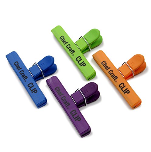 ''Chef Craft 2329122 Vibrant Plastic 4 Piece Large BAG Clip Set, 4-Pack, Green/Blue/Orange/Purple''