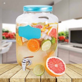 Premium 1 GALLON Mason Jar Beverage Dispenser with Writeable Labels