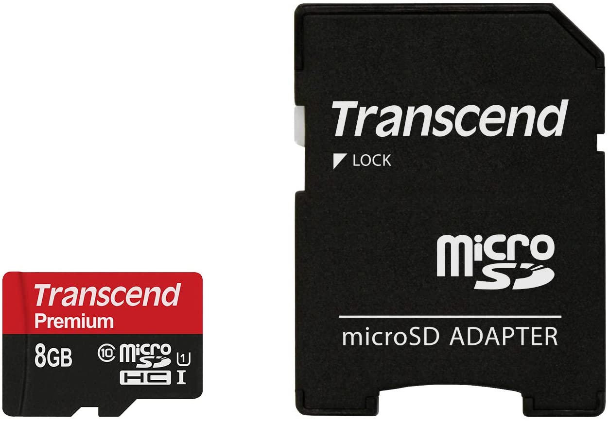 Transcend 8 GB microSDHC Class 10 Uhs-1 Memory Card with Adapter (TS8GUSDU1)