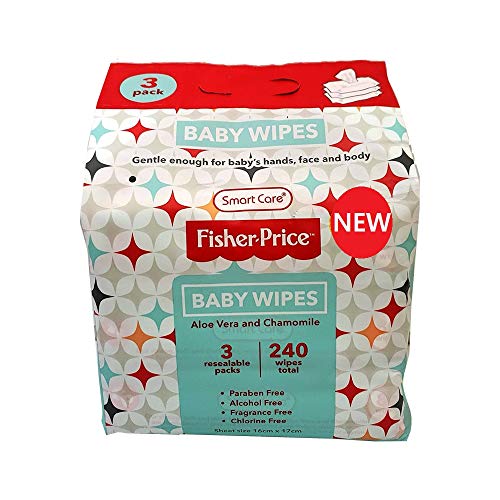 FISHER PRICE Baby Wipes 3 resealable 80 Packs (totaling 240 Count)