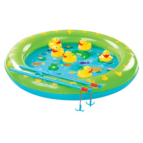''Etna Inflatable Duck FISHING Pond - Indoor/Outdoor Water Toy Party Game, Includes 2 FISHING Poles a
