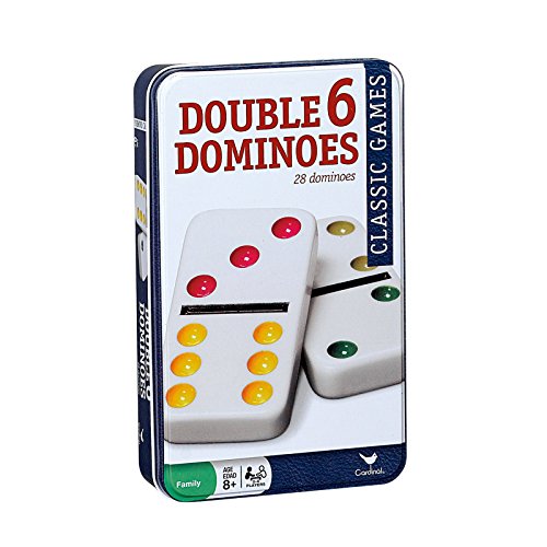 ''Cardinal Double Six Color Dot Dominoes In Color Collectors Tin, 28 Dominoes''