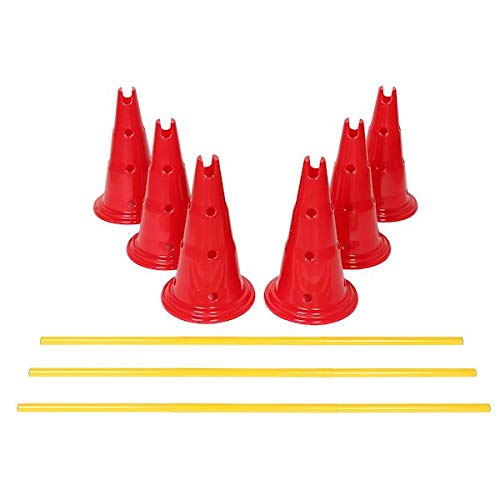 Etna DOG Agility Hurdle Set - 6 Canine Obedience Training Exercise Cones with 3 Collapsible Metal Ba