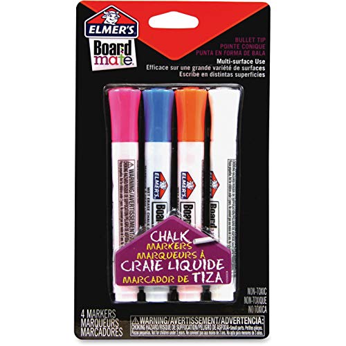 Elmers E152M Board Mate CHALK Markers Bullet Tip 4/PK Ast