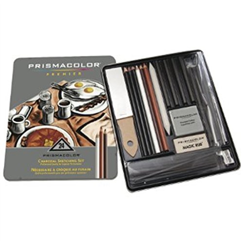 Prismacolor Premier 25 Piece Charcoal Sketch Set In Reusable METAL Tin