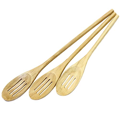 ''Chef CRAFT 20985 3 Piece Wooden Slotted Spoon Set, 10, 12, 14 in L''