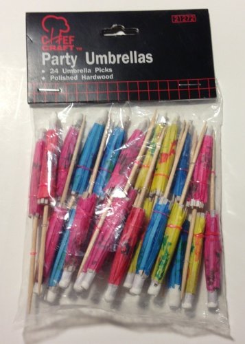 Product Image - SET OF 24 WOOD PARTY COCKTAIL UMBRELLA TOOTHPICKS DRINK STIRRERS NEW