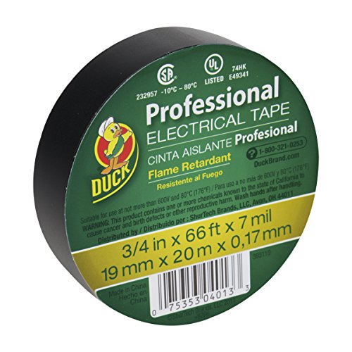 ''Duck Brand 393119 Professional Electrical TAPE, 0.75-Inch by 66-Feet, Single Roll, Black''