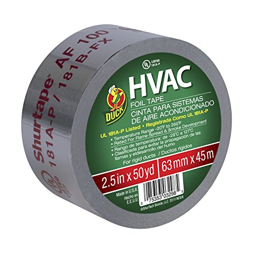 ''Duck Brand 675590 HVAC UL 181A-P Listed Foil TAPE for Rigid Ducts, 2.5-Inch by 50 Yards, Single Rol