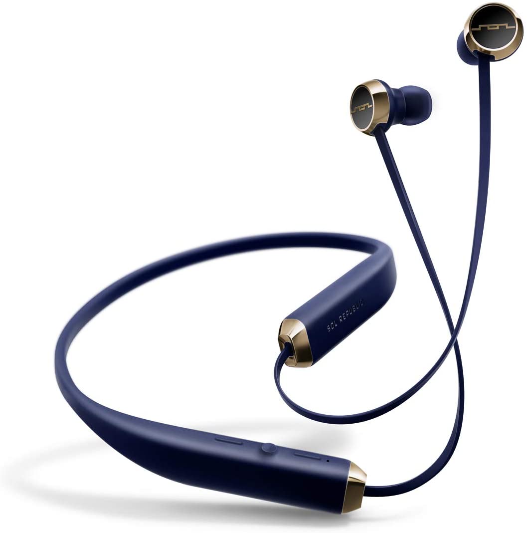 ''Sol Republic Shadow Bluetooth Wireless Noise Cancelling Neckband Headphones, Navy/GOLD''