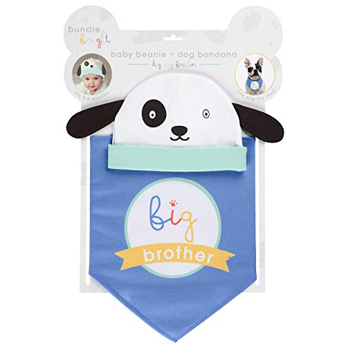 ''C.R. Gibson Blue ''Big Brother'' Dog and BABY BEANIE and Bandanna 2 Piece Set, BEANIE, 0-6 Months''
