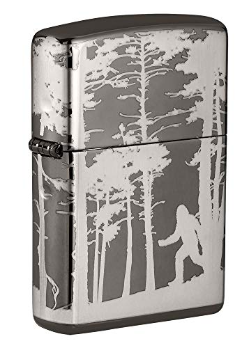 ''Zippo Squatchin' in The Woods 360 Design Pocket LIGHTER, Black Ice Laser, One Size''
