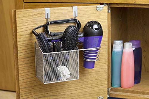 ''Home Basics Steel Over DOOR Bathroom Hair Care & Hot Styling Tool Organizer Storage Basket for Hair