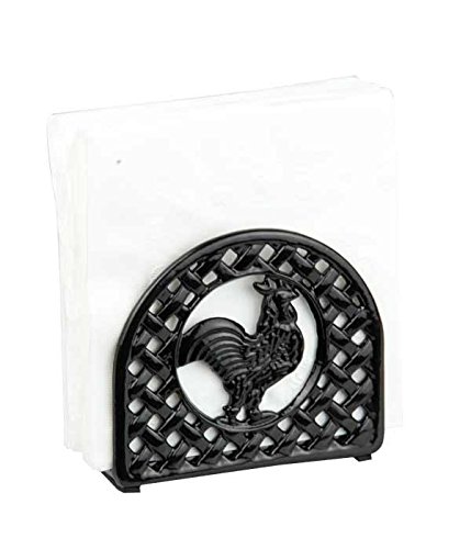 ''Home Basics CAST IRON Rooster Napkin Holder / Freestanding Tissue Dispenser Organizer for Kitchen C