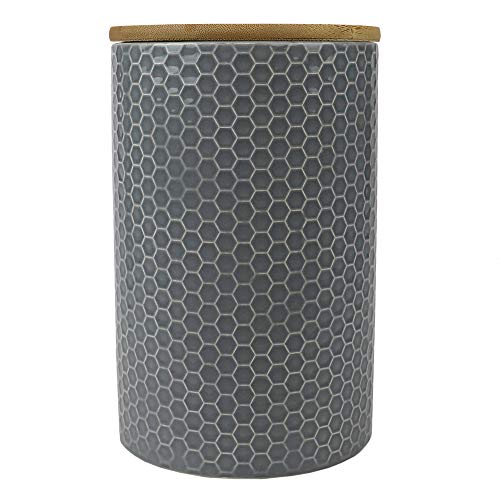 ''Home Basics Ceramic Canister (LARGE, Gray)''