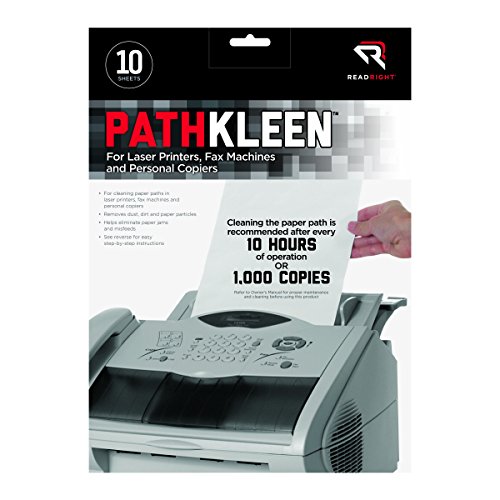 ''Read Right PathKleen Laser Printer Cleaning SHEETS, 8.5 x 11 Inches SHEETS, 10 SHEETS per Package (