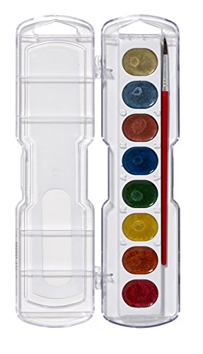 ''PRANG Washable Watercolor PAINT Set, 8 Metallic Colors with Brush, Assorted Colors (80516)''